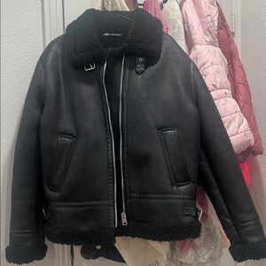 Zara Faux Leather Shearling Jacket